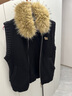 PSO Brand女裝毛領(lǐng)馬甲毛衣可愛(ài)小狗開(kāi)衫毛織背心冬季休閑疊穿無(wú)袖針織衫 墨黑色 Black L 曬單實(shí)拍圖