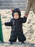 嘟嘟家寶寶羽絨服新年輕薄兒童白鴨絨保暖男童連帽外套過(guò)年衣服 黑色 90 曬單實(shí)拍圖
