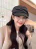 時(shí)鳥(niǎo)貝雷帽子女秋冬季云朵褶皺八角帽日系復古顯臉小洋氣畫(huà)家報童帽 黑色 均碼 （56-58cm） 曬單實(shí)拍圖