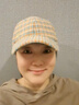 BESNOS品牌棒球帽女士秋冬時(shí)尚千鳥(niǎo)格保暖毛呢鴨舌帽顯臉小軟頂休閑帽子 藍橘格 均碼 可調節 曬單實(shí)拍圖