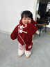 雙魚(yú)兔女童加絨毛毛衣新款洋氣兒童上衣寶寶連帽外套卡通外穿衣可愛(ài)衣服 w328紅色外套不帶包包 80 曬單實(shí)拍圖