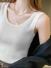 莫代爾吊帶背心女純色百搭顯瘦修身內搭彈力無(wú)袖春秋螺紋外穿薄款打底衫 白色 L 【95-110斤】 曬單實(shí)拍圖