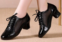 特絲麗她網(wǎng)面透氣夏季女真皮拉丁舞廣場(chǎng)舞中跟百搭休閑外穿防滑舞蹈鞋 曬單實(shí)拍圖