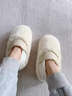 日本月子鞋冬季孕產(chǎn)婦保暖加絨加厚底產(chǎn)后防滑棉拖鞋軟底包跟鞋 奶油白 35-36 36-37(適合) 曬單實(shí)拍圖