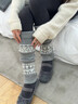 南木熊襪套女費爾島森系配雪地靴打底褲復古顯瘦針織無(wú)骨保暖堆堆襪腿套 淺灰色 曬單實(shí)拍圖