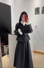 蝶嬌諾（DIEJIAONUO）連衣裙女裝2025年冬季新款韓系小香風(fēng)千金感氛圍感穿搭女套裝復古 黑灰套裝+腰帶 S 曬單實(shí)拍圖