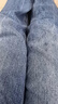 兩三事果殼宇宙 2025秋季新款趣味蘋(píng)果刺繡闊腿牛仔褲女寬松 藍色 M 曬單實(shí)拍圖