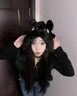 麗紗蓓兒無(wú)牙仔帽子冬季女男包耳可愛(ài)沒(méi)牙仔情侶帽子毛絨系帶防風(fēng)雷鋒帽子 黑色 均碼 曬單實(shí)拍圖