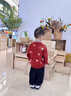 男童紅色毛衣秋冬2025新款冬季漢服寶寶加厚拜年服兒童針織衫喜慶 紅色 130 曬單實(shí)拍圖