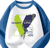 史努比（SNOOPY）童裝兒童T恤男女童純棉打底衫長(cháng)袖上衣春季新款 V字母-靛藍 130 曬單實(shí)拍圖