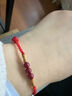 顏如飾朱砂桃木竹節小紅繩手鏈女男手串本命年好運中式生日禮物紅色手繩 S1569桃木竹節手繩【酒紅】 曬單實(shí)拍圖