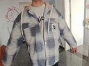 妙奕嘉男士加絨外套秋冬2025新款潮流休閑連帽青少年外套棒球服加厚夾克 連帽格紋棒球服夾克【灰色加絨加厚】 XL 【建議體重120-135斤】 曬單實(shí)拍圖