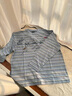 BJHG不計后果 條紋長(cháng)袖T恤男款春季新款潮牌美式復古寬松休閑衛衣薄女 天藍色 XL 曬單實(shí)拍圖