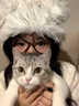 蓓沐格滑雪頭盔罩子帽子裝飾毛絨保暖防寒套頭帽子可愛(ài)小狗裝飾單雙板罩 白色大眼狗套頭帽 曬單實(shí)拍圖