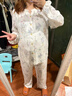 嫚熙（EMXEE）春秋孕婦哺乳款睡衣產(chǎn)后彈力絲麻棉月子服家居服 綺幻花信兩件套-胸墊款 M 曬單實(shí)拍圖