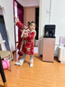 安妮優(yōu)兒（Anneyol）女童旗袍拜年服古裝冬季中國風(fēng)兒童過(guò)年漢服裙加厚冬款 紅色 130 曬單實(shí)拍圖