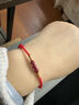 顏如飾朱砂桃木竹節小紅繩手鏈女男手串本命年好運中式生日禮物紅色手繩 S1569桃木竹節手繩【酒紅】 曬單實(shí)拍圖