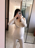 Mom Jane哺乳上衣秋衣莫代爾睡衣孕婦保暖內衣秋冬德絨喂奶月子服免穿文胸 麻咖色秋衣褲套裝（280g加厚磨毛舒絨棉）可拆罩杯 L 建議體重(110-140斤) 曬單實(shí)拍圖