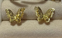 周六福（ZLF）新年禮物 黃金耳飾女款5G足金耳釘金輝之翼蝴蝶夢(mèng)幻森林系列 計價(jià) 一對-1.72g 曬單實(shí)拍圖
