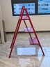 長(cháng)谷川日本鋁合金人字梯子纖細多功能折疊梯凳寬踏板加厚家用梯子新TTE 歡喜紅TTE-3RD（3步梯/高0.73M） 曬單實(shí)拍圖