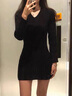 妙奕嘉黑色針織連衣裙打底裙子女裝秋裝新款2025衣服純欲性感小個(gè)子穿搭 V領(lǐng)黑色修身針織包臂裙 均碼 【建議120斤左右內】 曬單實(shí)拍圖