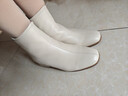 康莉（COMELY）靴子女2025冬季新款羊皮時(shí)尚通勤短靴百搭瘦瘦靴 米白/羽絨里 37 曬單實(shí)拍圖