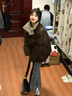 何佳功羽絨棉服女2025冬季新款韓版森系百搭拼接短款外套拼接面包服棉襖 咖啡色 S 【建議90-110斤】 曬單實(shí)拍圖