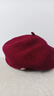 俞兆林韓版氣質(zhì)保暖貝雷帽女春秋冬時(shí)尚百搭羊毛呢時(shí)尚定型顯臉小畫(huà)家帽 安格拉紅 M (56-58cm) 曬單實(shí)拍圖