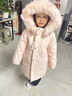 戴維貝拉（DAVE＆BELLA）冬季女童羽絨服中長(cháng)款兒童三防外套加厚女孩上衣冬裝中大童衣服 粉色 130 cm（建議身高120-130cm） 曬單實(shí)拍圖