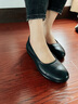信諾（SiGNEW）信諾工作鞋女黑色真皮久站軟底不累淺口單鞋空姐ol職業(yè)上班鞋 黑色 平跟工作鞋跟高3cm 36 曬單實(shí)拍圖