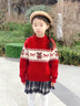 G.duck童裝女童毛衣秋冬季加厚保暖兒童針織打底衫紅色喜慶女孩新年衣服 酒紅色毛衣 170 （建議身高160cm 14-15歲）cm 曬單實(shí)拍圖