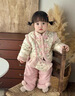 歐遙女寶寶一周歲衣服冬季加絨保暖棉服兩件套冬裝加厚拜年服女童套裝 粉色 漢服兩件套+包包 90 建議身高80-90 年齡1-2歲 曬單實(shí)拍圖