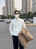 啄木鳥(niǎo)毛衣男秋冬季加絨加厚半高領(lǐng)針織打底衫青少年高中學(xué)生線(xiàn)衣 234米白色 XL 【建議115-135斤】 曬單實(shí)拍圖