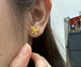周大福 金絲羽蝶蝴蝶黃金耳釘(工費360)約2.4g EOF1371新年禮物 曬單實(shí)拍圖