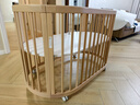 Boori奧西斯新生嬰兒床實(shí)木多功能bb寶寶拼接床櫸木圓床可調解移動(dòng) 山毛櫸【杏仁色】+4D床墊 曬單實(shí)拍圖