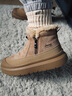 Jeep吉普雪地靴男2026新款春季加絨加厚保暖厚底東北棉鞋皮毛一體靴子 沙色 41 (255mm) 曬單實(shí)拍圖