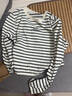 茵曼百搭棉質(zhì)條紋女裝圓領(lǐng)長(cháng)袖t恤春季新潮寬松打底衫上衣 黑杏條 XL 曬單實(shí)拍圖