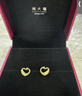 周大福 心形天鵝黃金耳釘(工費220)約1.7g EOF1339新年禮物 曬單實(shí)拍圖