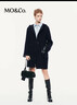 MO&Co.毛呢大衣2025秋新品含駱駝絨精紡雙面呢連帽外套附腰帶MBE3OVC002 深寶藍色 L /170 曬單實(shí)拍圖