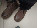 MULINSEN【牛皮羊羔毛雪地靴】男靴冬季加絨保暖牛筋鞋底馬丁靴男復古靴子 灰棕色J451010699 42 曬單實(shí)拍圖