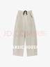 Basic House/百家好萊賽爾純色拼接休閑褲設計感高腰闊腿彎刀長(cháng)褲 米色 S 曬單實(shí)拍圖