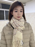 viney圍巾女冬季格子圍脖仿羊絨保暖披肩生日新年禮物送女友老婆 【米白色】 高級感時(shí)尚百搭兩用外搭 曬單實(shí)拍圖