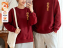 班尼路（Baleno）酒紅色衛衣男女2026新款馬年本命年長(cháng)袖上衣服平安喜樂(lè )[燙金印花] 曬單實(shí)拍圖