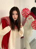 SCOTT GOOSE紅色圍巾女冬季本命年新年生日禮物百搭加厚保暖感大披肩 主圖色 曬單實(shí)拍圖