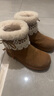 他她（TATA）雪地靴2025冬季新款保暖棉鞋加絨內增高毛毛短靴8GY04DZ5 淺棕/米白（蕾絲款） 37 曬單實(shí)拍圖