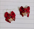 QMXD原創(chuàng  )紅色蝴蝶結鈴鐺耳環(huán)女士春節喜慶可愛(ài)甜美復古耳釘圣誕節禮物 一對+禮盒包裝 曬單實(shí)拍圖