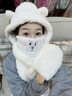 卡帝樂(lè )鱷魚(yú)（CARTELO）小熊帽子女冬季毛絨保暖騎行防風(fēng)連帽圍巾圍脖口罩手套一體四件套 曬單實(shí)拍圖