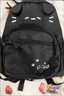 葉余新款黑貓雙肩背包書(shū)包文字貓咪黑色大痛可拆卸書(shū)包帶痛層耳朵 黑色 曬單實(shí)拍圖