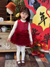 LUSON小O寶童裝 寶寶新年紅色蓬蓬裙女2026女童過(guò)年絲絨拜年背心公主裙 曬單實(shí)拍圖