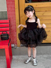 班喜迪女童夏裝連衣裙洋氣兒童公主裙子周歲寶寶禮服夏季小童吊帶蓬蓬裙 黑色 110 曬單實(shí)拍圖